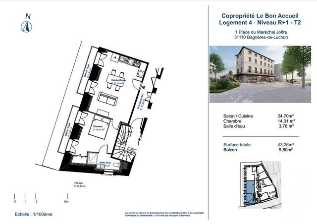 Appartement F2 à vendre - 4 pièces - 95,67 m2 - Bagneres De Luchon - 31 - MIDI-PYRENEES